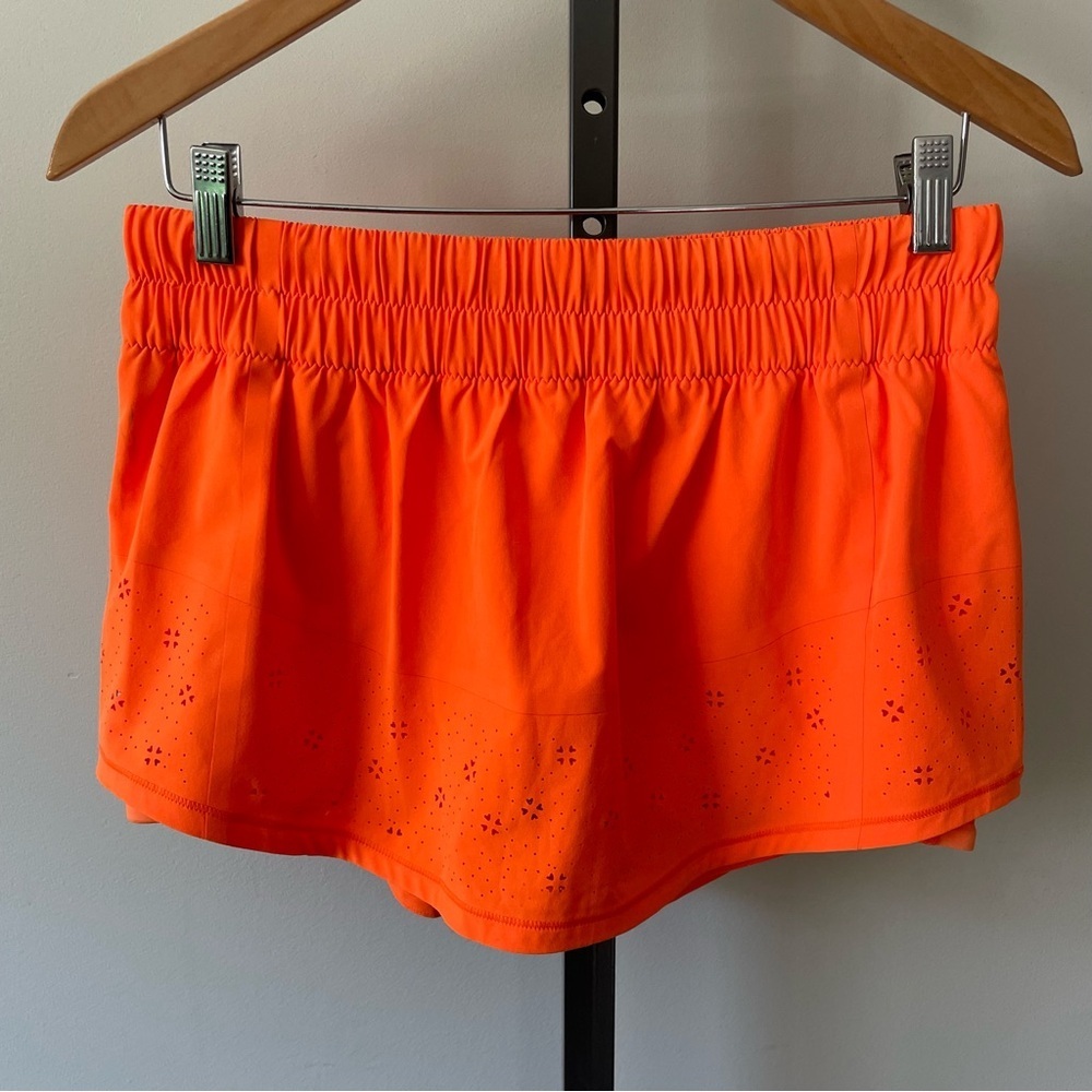 Lululemon Lazer Cut Neon Orange Skort Skirt With Shorts Size 8 RARE